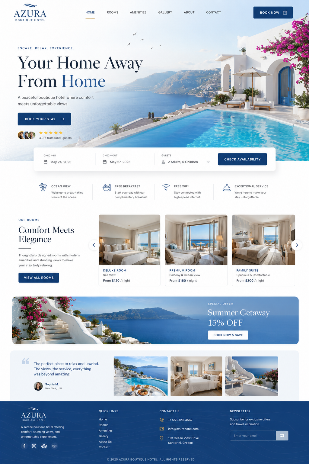 Azura boutique hotel website concept