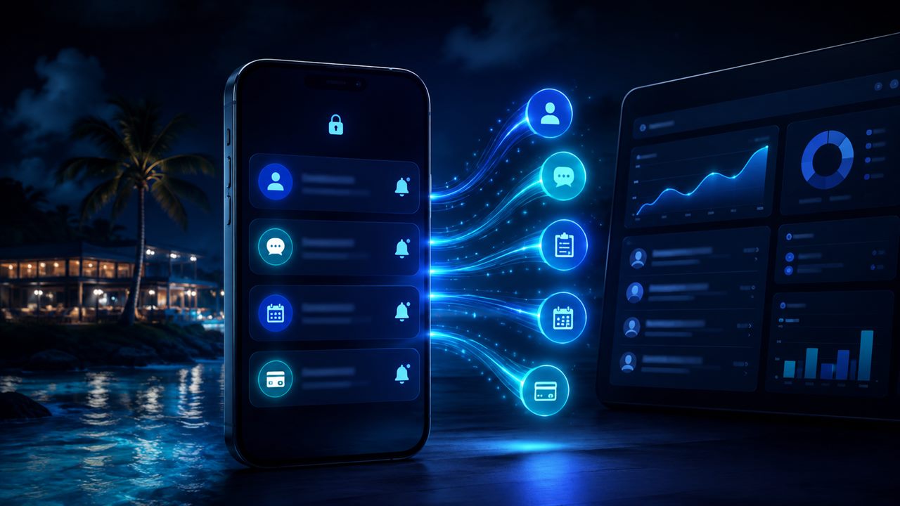 Instant website notification workflow sending lead and payment alerts to a business dashboard